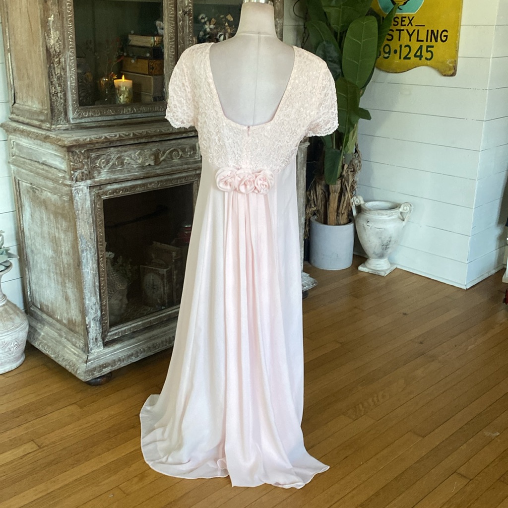 Lanz Of Salsburg Vintage Bridesmaids Dress With Detachable Train Pale Pink 14